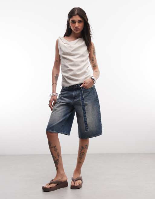 ASOS DESIGN - Top en lin mélangé torsadé sur l'épaule - Taupe, 2 de 4