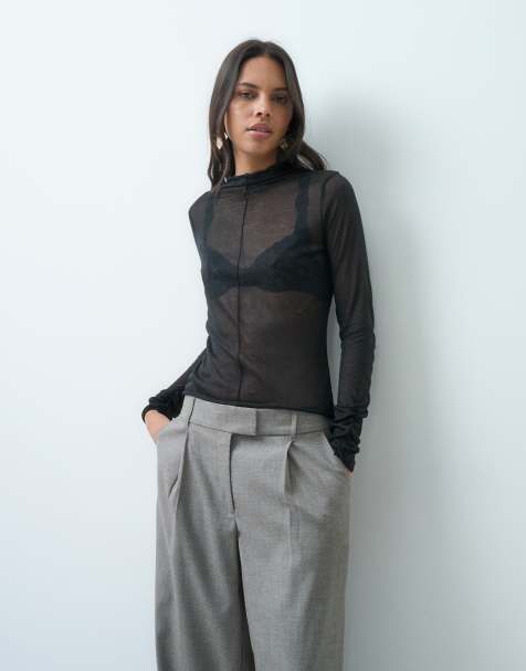 ASOS DESIGN top en maille à manches longues avec détail de couture en noir - view 1