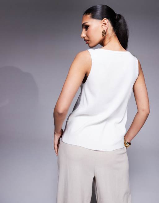 ASOS DESIGN - Top en maille compacte avec boutons fantaisie - Écru