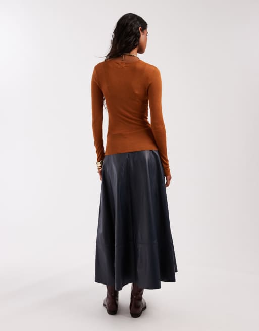 ASOS DESIGN - Top en maille douce transparente froncée sur les côtés - Rouille, 4 de 4