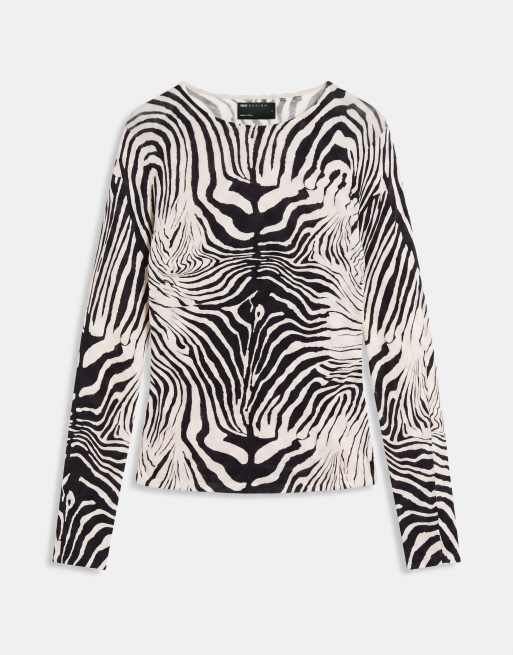 ASOS DESIGN top en maille transparente toucher doux froncé sur le côté à zébrures, 5 de 8