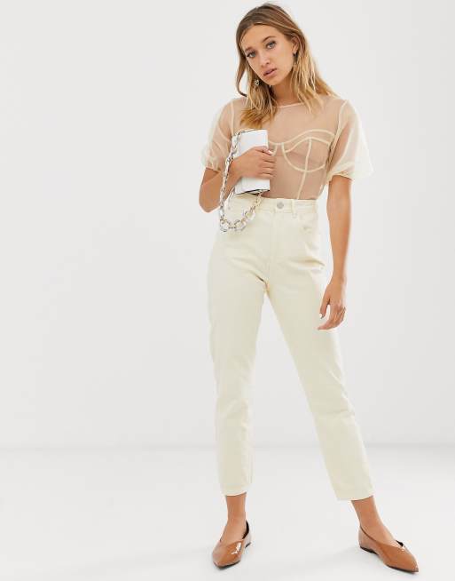 ASOS DESIGN - Top en organza transparent à manches courtes avec surpiqûres, 4 de 4