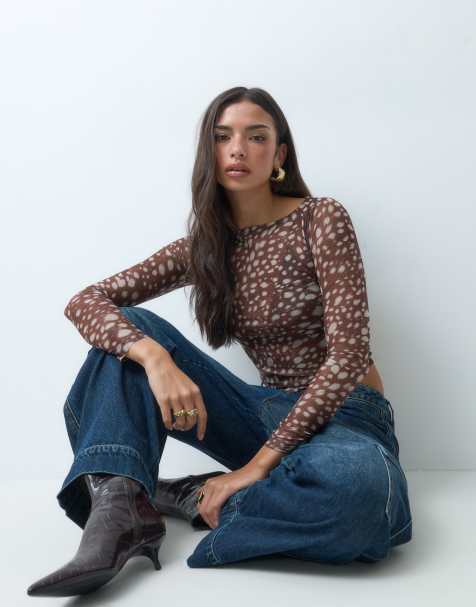 ASOS DESIGN top en tulle à manches longues imprimé cerf - view 1