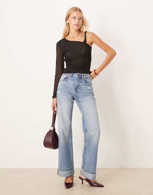 ASOS DESIGN - Top en tulle asymétrique avec bretelle torsadée - Noir, 3 de 4