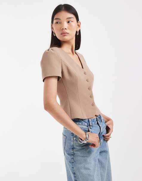ASOS DESIGN - top entallado con botones y cierre ajustable, parte de un conjunto - view 1