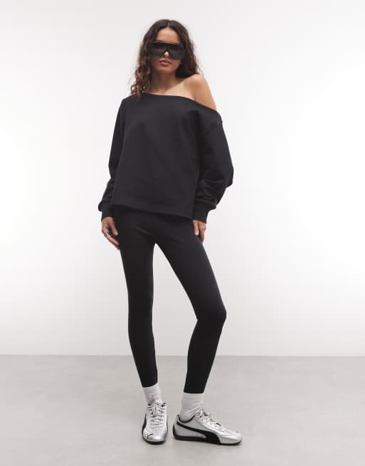 ASOS DESIGN top épaules dénudées coupe relaxed en noir, 2 de 4