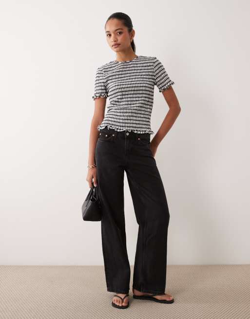 ASOS DESIGN - Top froncé à manches courtes et détail nœud - Vichy, 3 de 4