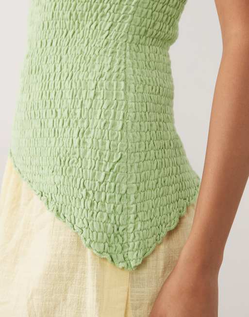 ASOS DESIGN - Top froncé asymétrique en maille - Vert clair, 2 de 4