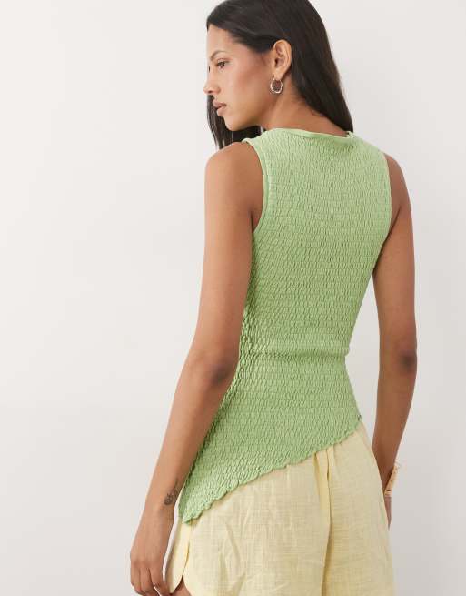 ASOS DESIGN - Top froncé asymétrique en maille - Vert clair, 4 de 4