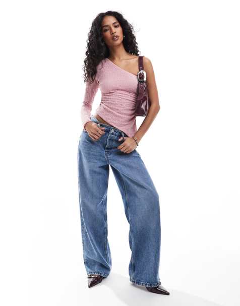 ASOS DESIGN - Top froncé asymétrique - Rose - view 1
