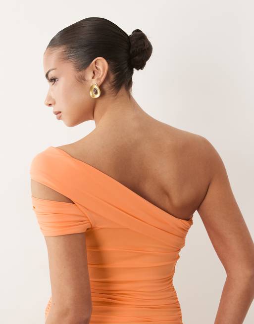 ASOS DESIGN - Top froncé en polyamide avec bretelle torsadée - Abricot, 3 de 4