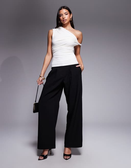 ASOS DESIGN - Top froncé et drapé en polyamide à découpe et détail torsadé sur le côté - Crème, 4 de 4