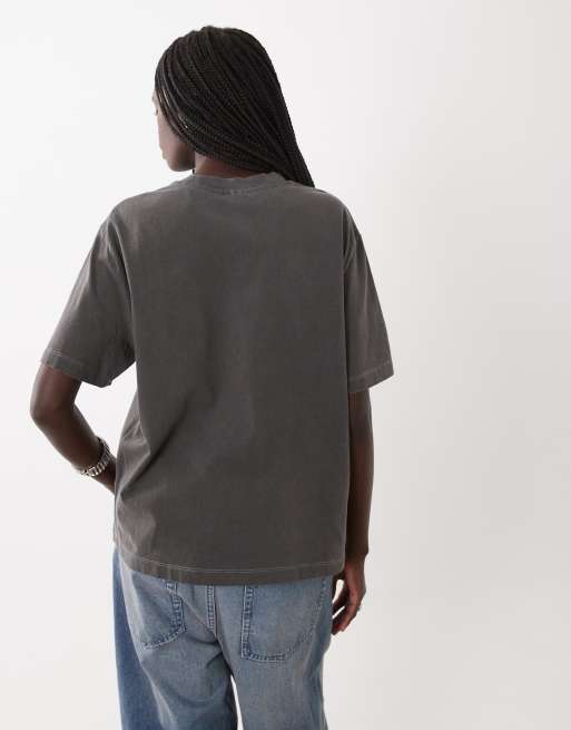 ASOS DESIGN top graphique oversize à manches courtes New Orleans Halloween en gris charbon délavé, 4 de 4