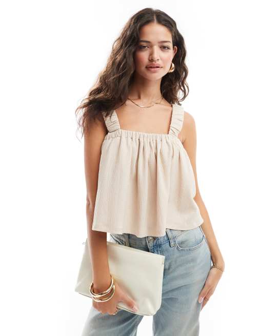 ASOS DESIGN - Top grembiule color pietra con fascette allacciate sul retro, 2 di 4