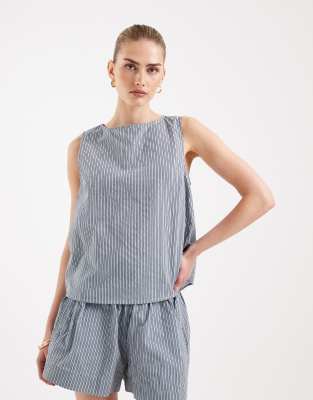 Top habillé d'ensemble à rayures - Bleu 34