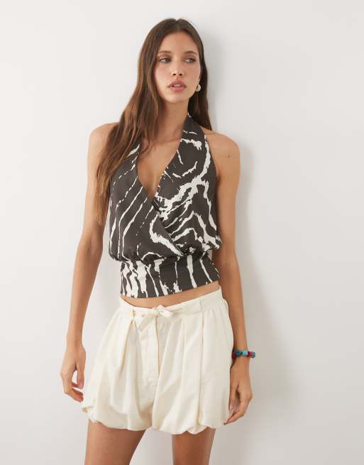 ASOS DESIGN - top halter con estampado de cebra, 3 de 4