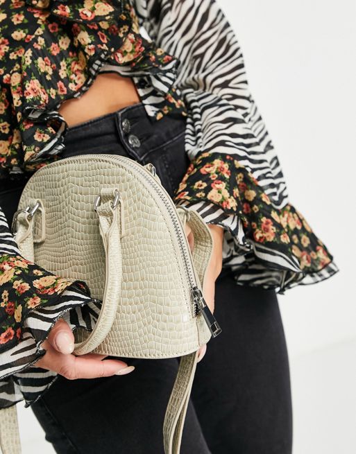ASOS DESIGN mini croc tote bag with top handle and detachable