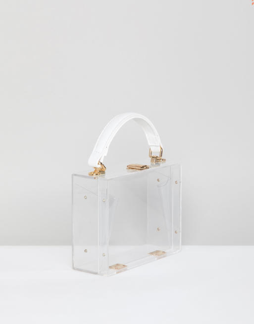 ASOS DESIGN top handle clear plastic clutch bag