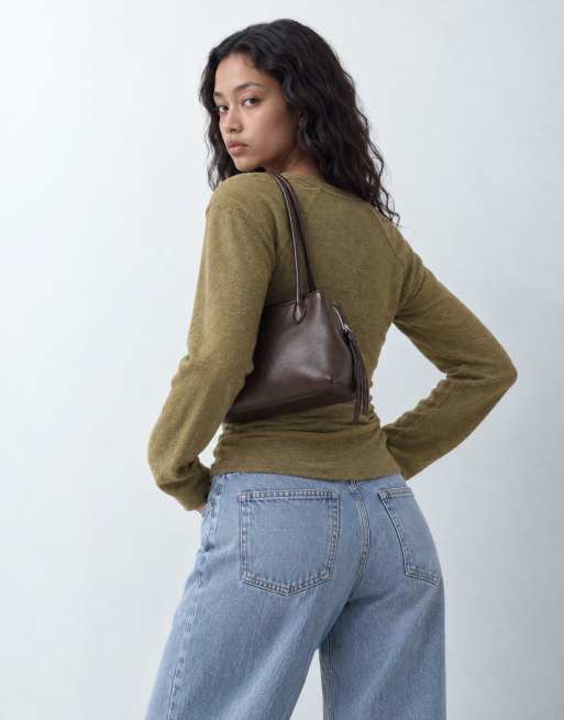ASOS DESIGN top Henley supersoft a maniche lunghe stretto in vita verde oliva, 6 di 9