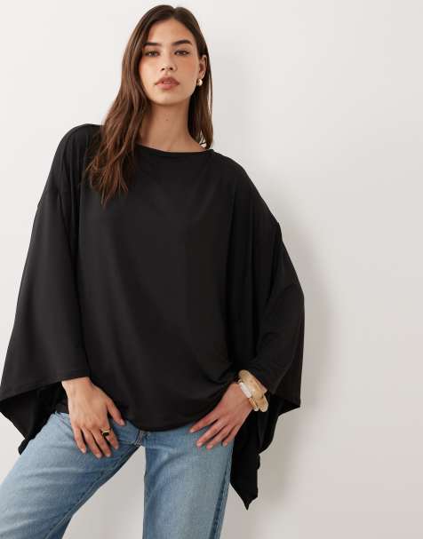 ASOS DESIGN - Top in cape-stijl in zwart, deel van co-ord set - view 1