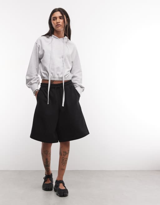 ASOS DESIGN top in hoodie-stijl met striksluiting bij de hals in gemêleerd grijs, 2 van 4