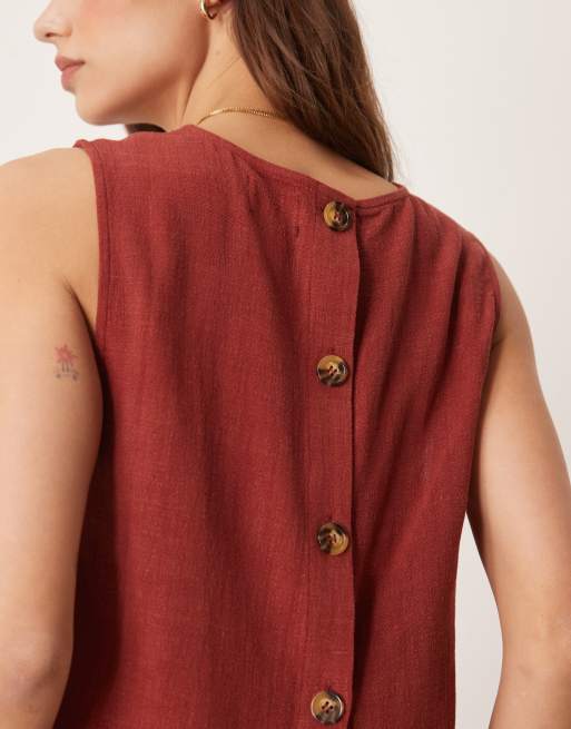 ASOS DESIGN - Top in lino rosso mattone in coordinato, 3 di 4