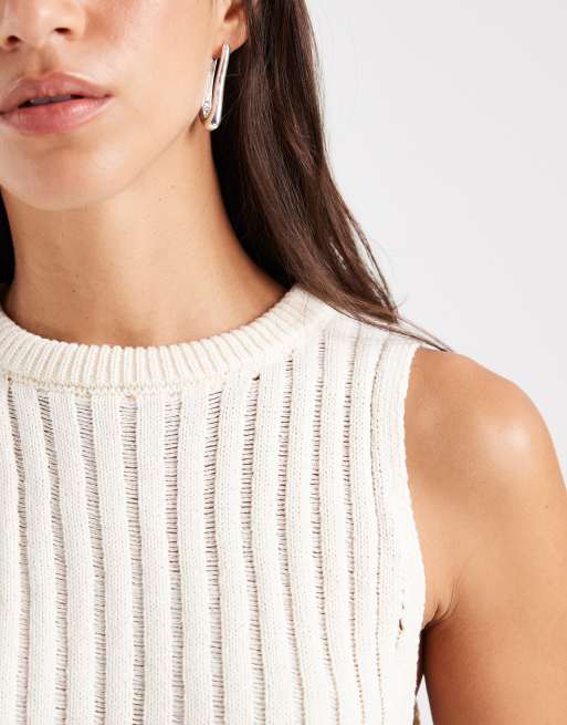 ASOS DESIGN top in maglia coordinato color crema, 3 di 4