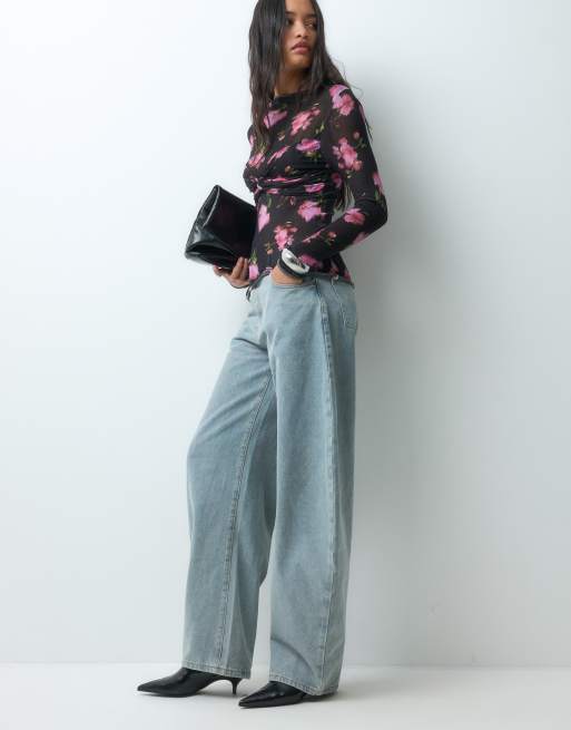 ASOS DESIGN top in maglia effetto seconda pelle con dettaglio brassière e stampa floreale, 3 di 5