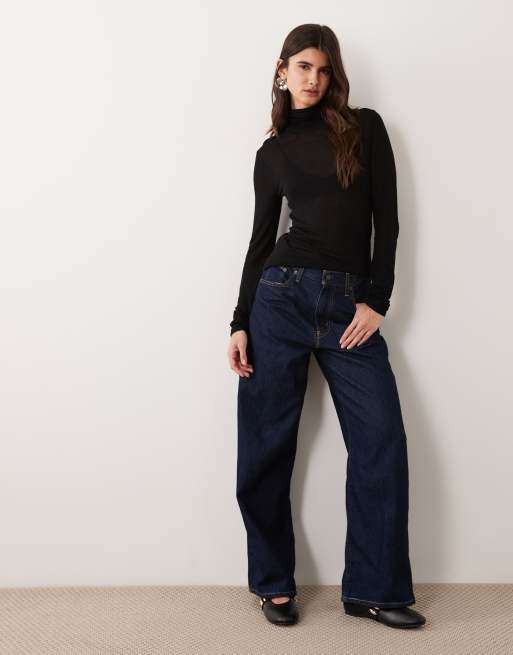 ASOS DESIGN top in maglia trasparente effetto seconda pelle con collo alto nero, 2 di 4