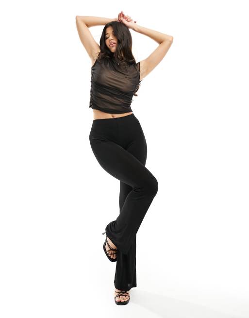 ASOS DESIGN - Top in rete drappeggiato nero con maniche ad aletta, 4 di 4