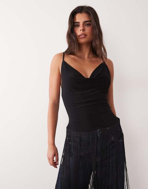 ASOS DESIGN top long à franges noir, 2 de 4