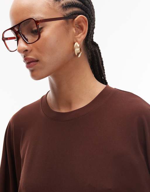 ASOS DESIGN - Top long à manches incurvées - Marron, 4 de 4
