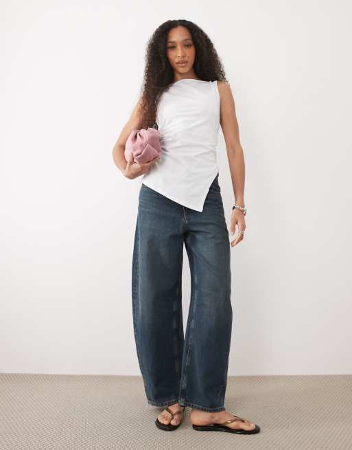 ASOS DESIGN - Top long asymétrique épais à encolure bateau - Blanc, 2 de 4