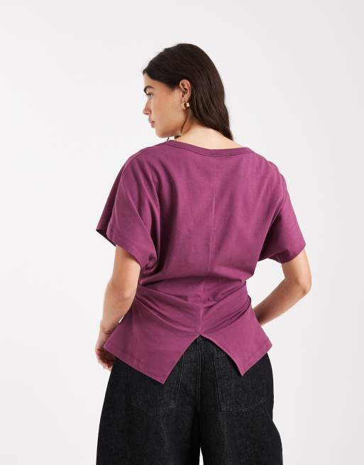 ASOS DESIGN - Top manches courtes à encolure dégagée - Rouge, 2 de 4