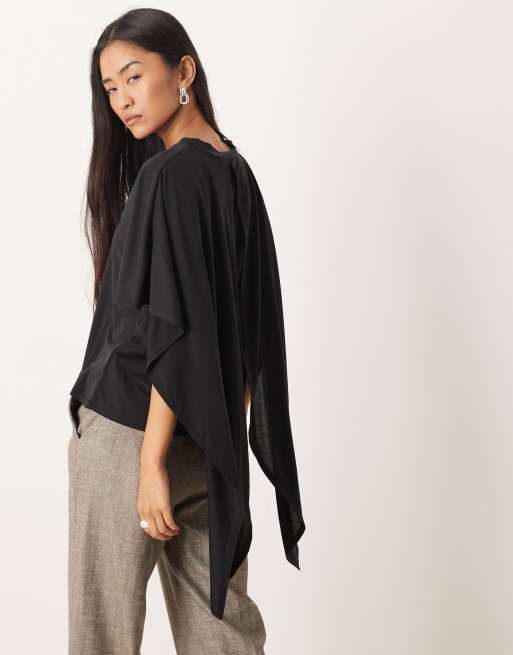 ASOS DESIGN - Top manches longues à détail drapé - Noir, 4 de 4