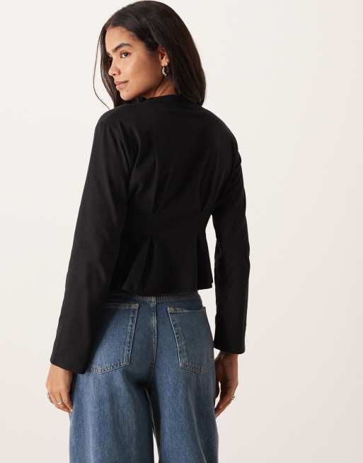 ASOS DESIGN - Top manches longues à taille plissée - Blanc, 4 de 4