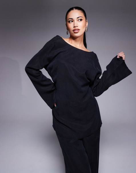 ASOS DESIGN - Top manches longues d'ensemble doux - Noir délavé - view 1