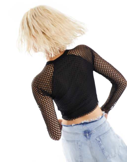 Haut Résille Manches Longues Anatomie Monte Carlo, Rayé Noir, Taille XS, état Parfait