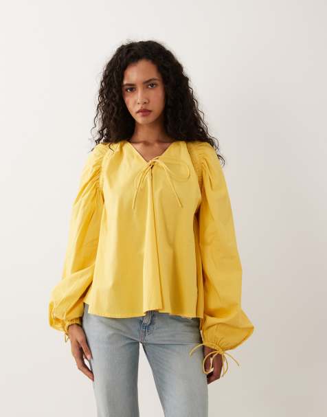 ASOS DESIGN - Top manches longues froncé - Jaune - view 1