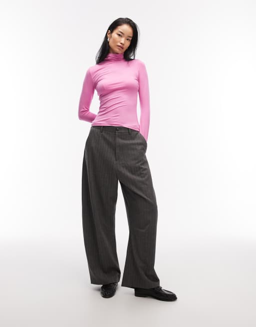 ASOS DESIGN - Top manopesca rosa con collo alto, 4 di 4