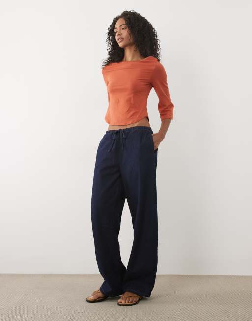 ASOS DESIGN top med 3/4-ærmer og bådudskæring i rust, 2 af 4