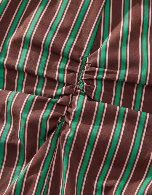 ASOS DESIGN - Top med indsyet talje og grønne og chokoladebrune striber - Del af sæt, 8 af 8