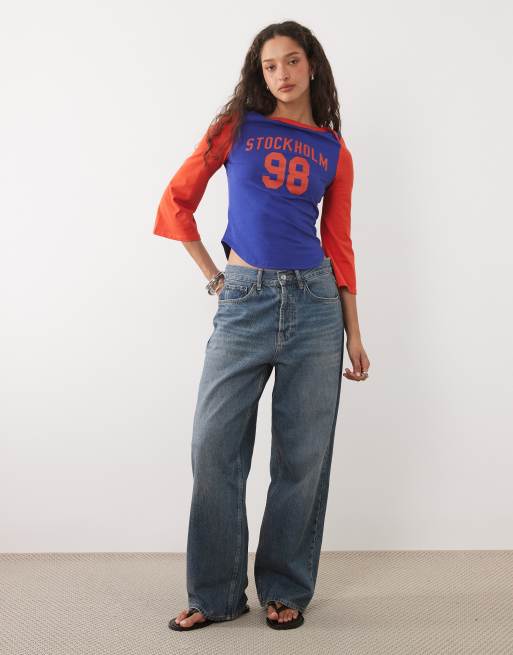 ASOS DESIGN - Top med raglanærmer i trekvart længde og 04-grafik, 2 af 4