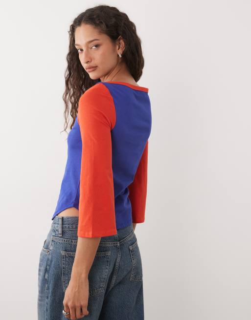 ASOS DESIGN - Top med raglanærmer i trekvart længde og 04-grafik, 4 af 4