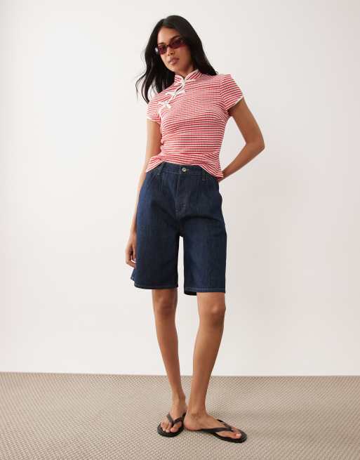 ASOS DESIGN - Top med ståkrave og gingham-tern, 3 af 4