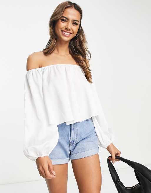 ASOS DESIGN - Top met blote schouders in wit