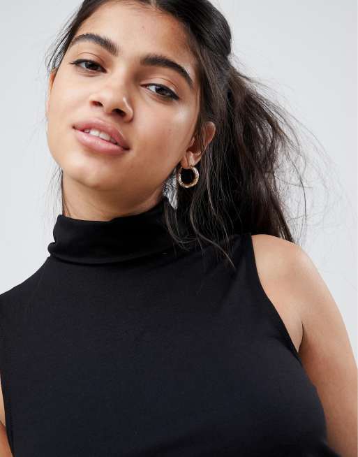 ASOS DESIGN Top met col zonder mouwen in zwart