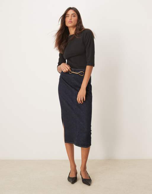 ASOS DESIGN - Top met driekwart mouwen en rechte hals in zwart, 2 van 4