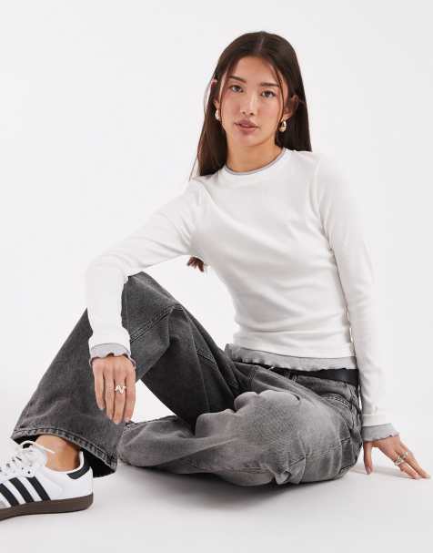 ASOS DESIGN - Top met dubbele contrastlaag in ecru - view 1