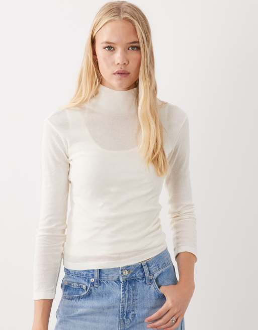 ASOS DESIGN top met dubbele laag en hemdjesdetail in ecru, 3 van 4